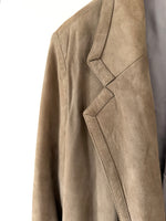 Lade das Bild in den Galerie-Viewer, *Wildleder* Blazer Jacke 80s Zweireiher Khaki (L)
