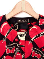 Lade das Bild in den Galerie-Viewer, *Escada* RARE 80s Bluse Seide Gitarre (M-L)

