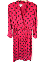 Lade das Bild in den Galerie-Viewer, *Seide* Kleid 80s Polka Dots Rot (M)
