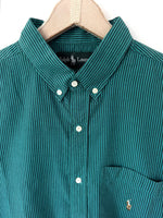 Lade das Bild in den Galerie-Viewer, *Ralph Lauren* Hemd Nadelstreifen Petrol Grün (L)
