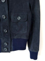 Lade das Bild in den Galerie-Viewer, Wildleder Cropped Blouson Jacke 70s Marine (XS-S)
