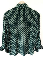 Lade das Bild in den Galerie-Viewer, *Aigner* Bluse Seide Paisley Dunkelgrün Mint (M)
