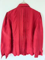 Lade das Bild in den Galerie-Viewer, *Seide* Bluse Premium Basic Rot Ballonärmel (M-L)
