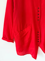 Lade das Bild in den Galerie-Viewer, *Seide* Bluse Premium Basic Rot (L)
