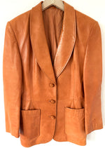 Lade das Bild in den Galerie-Viewer, Leder Blazer 80s Cognacbraun (M-L)
