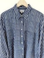 Lade das Bild in den Galerie-Viewer, *Leinen* Overshirt Bluse Marine Nadelstreifen (XL)
