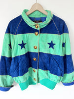 Lade das Bild in den Galerie-Viewer, Wildleder Jacke 80s Blouson Sterne Stick (L)
