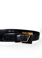 Lade das Bild in den Galerie-Viewer, Leder Gürtel 80s Kroko Statement (75-95)
