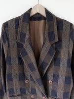 Lade das Bild in den Galerie-Viewer, *Wolle* Blazer Zweireiher 80s Karo (XL)
