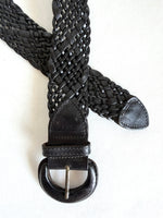 Lade das Bild in den Galerie-Viewer, Leder Flechtgürtel 80s Schwarz (One Size)
