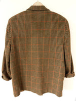 Lade das Bild in den Galerie-Viewer, *Wolle* Blazer Zweireiher 80s Tartan Khaki Rost (L-XL)
