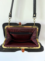 Lade das Bild in den Galerie-Viewer, Ledertasche Schwarz 80s Clutch

