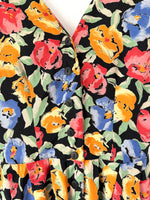 Lade das Bild in den Galerie-Viewer, Kleid 80s Blumen Print Schwarz (S-M)
