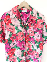 Lade das Bild in den Galerie-Viewer, *Seide* Bluse 80s Rosen Print Pink (XL)
