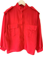 Lade das Bild in den Galerie-Viewer, *Seide* Bluse Premium Basic Rot Army (M-L)
