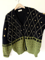 Lade das Bild in den Galerie-Viewer, *Angora Wolle* RARE Cardigan Boho Stick (L-XL)
