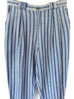 Lade das Bild in den Galerie-Viewer, *Leinen* Hose 80s Nadelstreifen Blau (L-XL)
