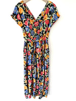 Lade das Bild in den Galerie-Viewer, Kleid 80s Blumen Print Schwarz (S-M)
