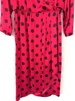 Lade das Bild in den Galerie-Viewer, *Seide* Kleid 80s Polka Dots Rot (M)
