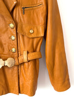 Lade das Bild in den Galerie-Viewer, Lederjacke 80s Cognac Muschel (S-M)
