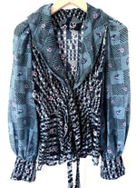 Lade das Bild in den Galerie-Viewer, RARE Cardigan Bluse 70s Ballonärmel (S)
