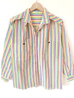 Lade das Bild in den Galerie-Viewer, Bluse 80s Colorblocking Streifen (M)
