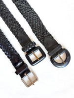 Lade das Bild in den Galerie-Viewer, Leder Flechtgürtel 80s Schwarz (One Size)
