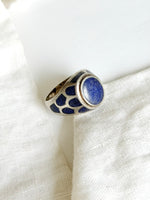 Lade das Bild in den Galerie-Viewer, *925 Sterling Silber* Vintage Siegelring Folklore Blau (57/17)
