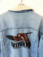 Lade das Bild in den Galerie-Viewer, Sherpa Jeansjacke 80s Patch Teddy (M-L)
