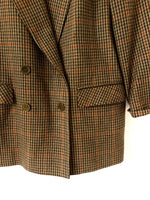 Lade das Bild in den Galerie-Viewer, *Wolle* Blazer Zweireiher 80s Tartan Khaki Rost (L-XL)
