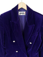 Lade das Bild in den Galerie-Viewer, *Samt* Blazer 80s Zweireiher Lila (S-M)
