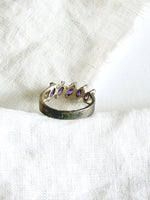 Lade das Bild in den Galerie-Viewer, *925 Sterling Silber* Vintage Ring Rauten Lila (16/56)
