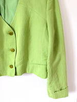 Lade das Bild in den Galerie-Viewer, *Leinen* Cropped Blazer 80s Premium Lindgrün (L)
