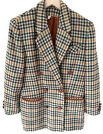 Lade das Bild in den Galerie-Viewer, *Wolle* Blazer Zweireiher 80s Tartan Grün (M-L)
