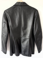 Lade das Bild in den Galerie-Viewer, Leder Blazer 90s Jacke Schwarz (M)
