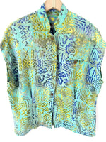 Lade das Bild in den Galerie-Viewer, Bluse Bali Batik Print 90s Mint (M-L)
