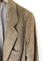 Lade das Bild in den Galerie-Viewer, *Wildleder* Blazer Jacke 80s Zweireiher Khaki (L)
