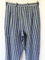 Lade das Bild in den Galerie-Viewer, *Leinen* Hose 80s Nadelstreifen Blau (L-XL)
