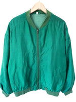 Lade das Bild in den Galerie-Viewer, *Seide* Blouson Bomber 80s Grün Basic (L-XL)
