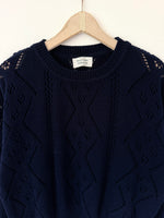 Lade das Bild in den Galerie-Viewer, *Benetton* Pullover Marine Lochstick (L)
