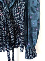 Lade das Bild in den Galerie-Viewer, RARE Cardigan Bluse 70s Ballonärmel (S)
