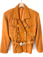 Lade das Bild in den Galerie-Viewer, Lederjacke 80s Cognac Muschel (S-M)
