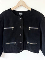 Lade das Bild in den Galerie-Viewer, Wildleder Jacke Cropped 90s Biker (L)
