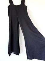 Lade das Bild in den Galerie-Viewer, *Leinen* Träger Latzkleid Premium Basic Schwarz (L)
