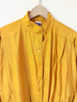 Lade das Bild in den Galerie-Viewer, *Seide* Blouson Bluse 80s Sendgelb (M-L)

