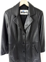 Lade das Bild in den Galerie-Viewer, Leder Mantel 90s Classic Schwarz (M)
