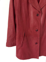 Lade das Bild in den Galerie-Viewer, Leder Mantel 90s Dunkelrot Classic (M-L)
