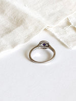 Lade das Bild in den Galerie-Viewer, *925 Sterling Silber* Vintage Ring Kristall Lila (50/10)
