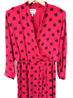 Lade das Bild in den Galerie-Viewer, *Seide* Kleid 80s Polka Dots Rot (M)
