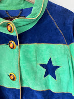 Lade das Bild in den Galerie-Viewer, Wildleder Jacke 80s Blouson Sterne Stick (L)
